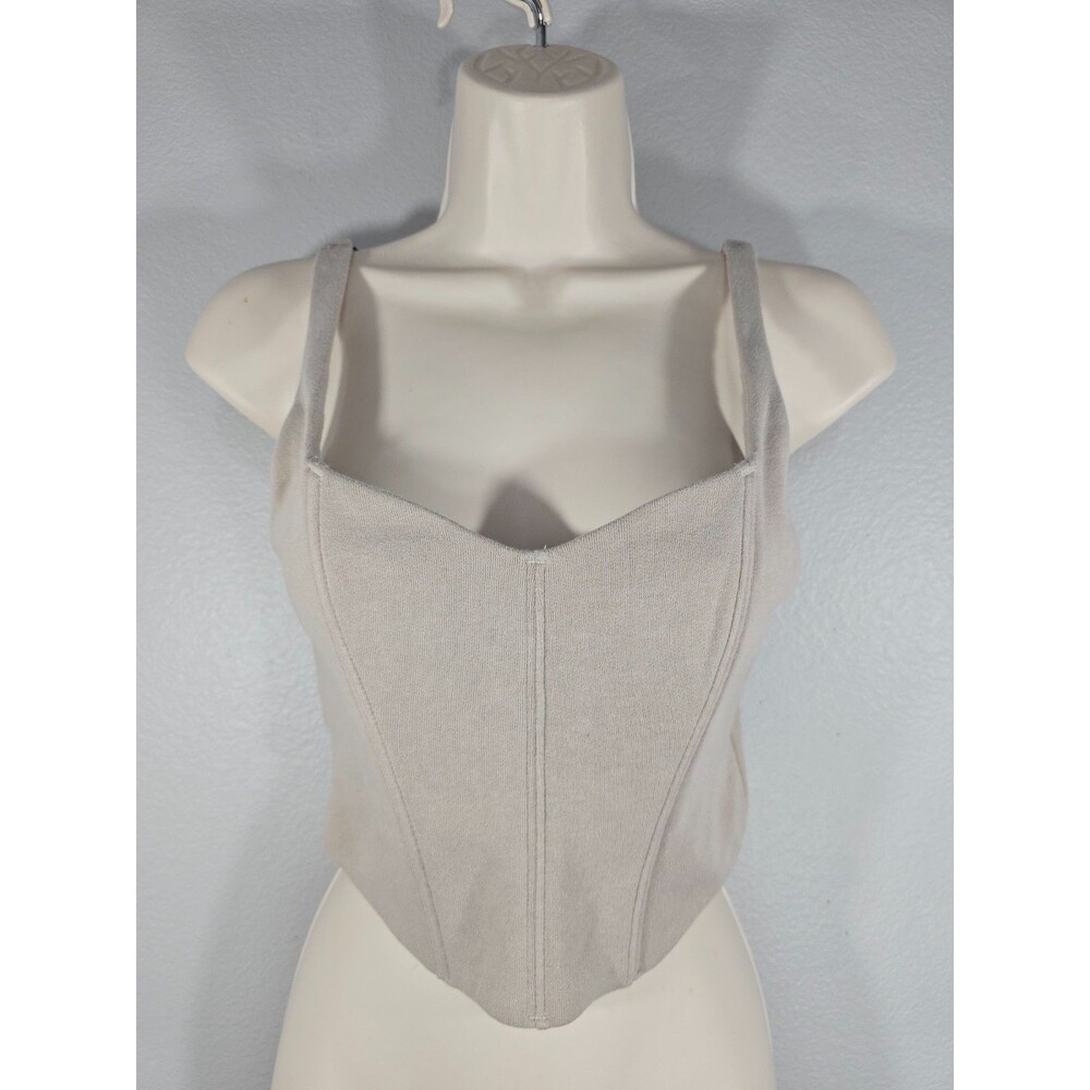 Gilly Hicks soft knit corset top womens size Medium beige coquette Minimalist AD